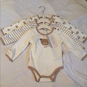 Chick Pea Cream and Tan Bear Bodysuit Set